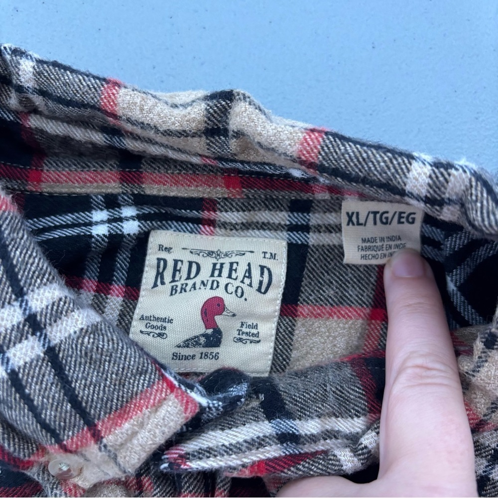 RedHead Multicolor Flannel Plaid Men's Long Sleeve Shirt Button Front XL Cotton - Picture 4 of 7